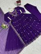 Load image into Gallery viewer, Purple Elegant Faux Georgette Gown Set with Dupatta ClothsVilla.com