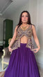 Load image into Gallery viewer, Purple Elegant Faux Georgette Semi-Stitched Lehenga Set with Fully Stitched Top &amp; Fancy Lace Dupatta ClothsVilla