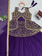 Load image into Gallery viewer, Purple Elegant Faux Georgette Semi-Stitched Lehenga Set with Fully Stitched Top &amp; Fancy Lace Dupatta ClothsVilla