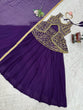 Load image into Gallery viewer, Purple Elegant Faux Georgette Semi-Stitched Lehenga Set with Fully Stitched Top &amp; Fancy Lace Dupatta ClothsVilla