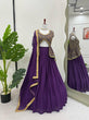 Load image into Gallery viewer, Purple Elegant Faux Georgette Semi-Stitched Lehenga Set with Fully Stitched Top &amp; Fancy Lace Dupatta ClothsVilla