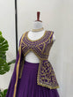 Load image into Gallery viewer, Purple Elegant Faux Georgette Semi-Stitched Lehenga Set with Fully Stitched Top &amp; Fancy Lace Dupatta ClothsVilla