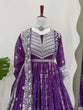 Load image into Gallery viewer, Purple Elegant Faux Georgette Thread &amp; Sequin Embellished Suit Set with Rivet Moti Detailing ClothsVilla