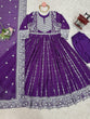 Load image into Gallery viewer, Purple Elegant Faux Georgette Thread &amp; Sequin Embellished Suit Set with Rivet Moti Detailing ClothsVilla