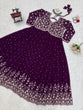 Load image into Gallery viewer, Purple Elegant Faux Georgette Thread &amp; Sequin Embroidered Top with Plazo Set