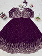 Load image into Gallery viewer, Purple Elegant Faux Georgette Thread &amp; Sequin Embroidered Top with Plazo Set