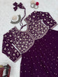 Load image into Gallery viewer, Purple Elegant Faux Georgette Thread &amp; Sequin Embroidered Top with Plazo Set