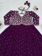 Load image into Gallery viewer, Purple Elegant Faux Georgette Thread &amp; Sequin Embroidered Top with Plazo Set