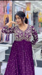 Load image into Gallery viewer, Purple Elegant Faux Georgette Thread &amp; Sequin Embroidered Top with Plazo Set