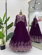Load image into Gallery viewer, Purple Elegant Faux Georgette Thread &amp; Sequin Embroidered Top with Plazo Set