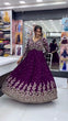 Load image into Gallery viewer, Purple Elegant Faux Georgette Thread &amp; Sequin Embroidered Top with Plazo Set