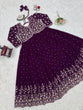 Load image into Gallery viewer, Purple Elegant Faux Georgette Thread &amp; Sequin Embroidered Top with Plazo Set