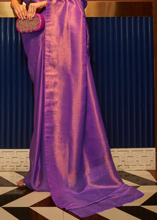 Purple Elegant Festive Blended Silk Kanjivaram Saree ClothsVilla
