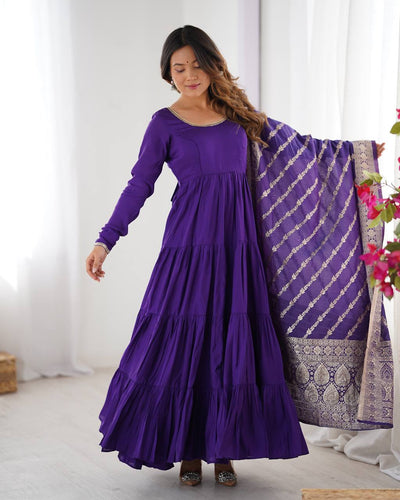 purple banarasi dress Purple Banarasi Suit with Golden Brocade and Embroidered Dupatta| Indian ,Pakistani, Afghani ,Turkish ,Bollywood