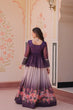Load image into Gallery viewer, Purple Elegant Floral Cosmos Print Lehenga Set with Embroidered Peplum Top ClothsVilla