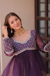 Load image into Gallery viewer, Purple Elegant Floral Cosmos Print Lehenga Set with Embroidered Peplum Top ClothsVilla