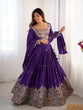 Load image into Gallery viewer, Purple Elegant French Crepe Semi-Stitched Lehenga with Multi-Thread &amp; Sequins Embroidery ClothsVilla