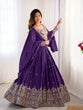 Load image into Gallery viewer, Purple Elegant French Crepe Semi-Stitched Lehenga with Multi-Thread &amp; Sequins Embroidery ClothsVilla