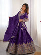 Load image into Gallery viewer, Purple Elegant French Crepe Semi-Stitched Lehenga with Multi-Thread &amp; Sequins Embroidery ClothsVilla