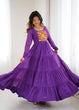 Load image into Gallery viewer, Purple Elegant Heavy Fox Georgette Laheriya Anarkali Gown with Gamthi Work ClothsVilla