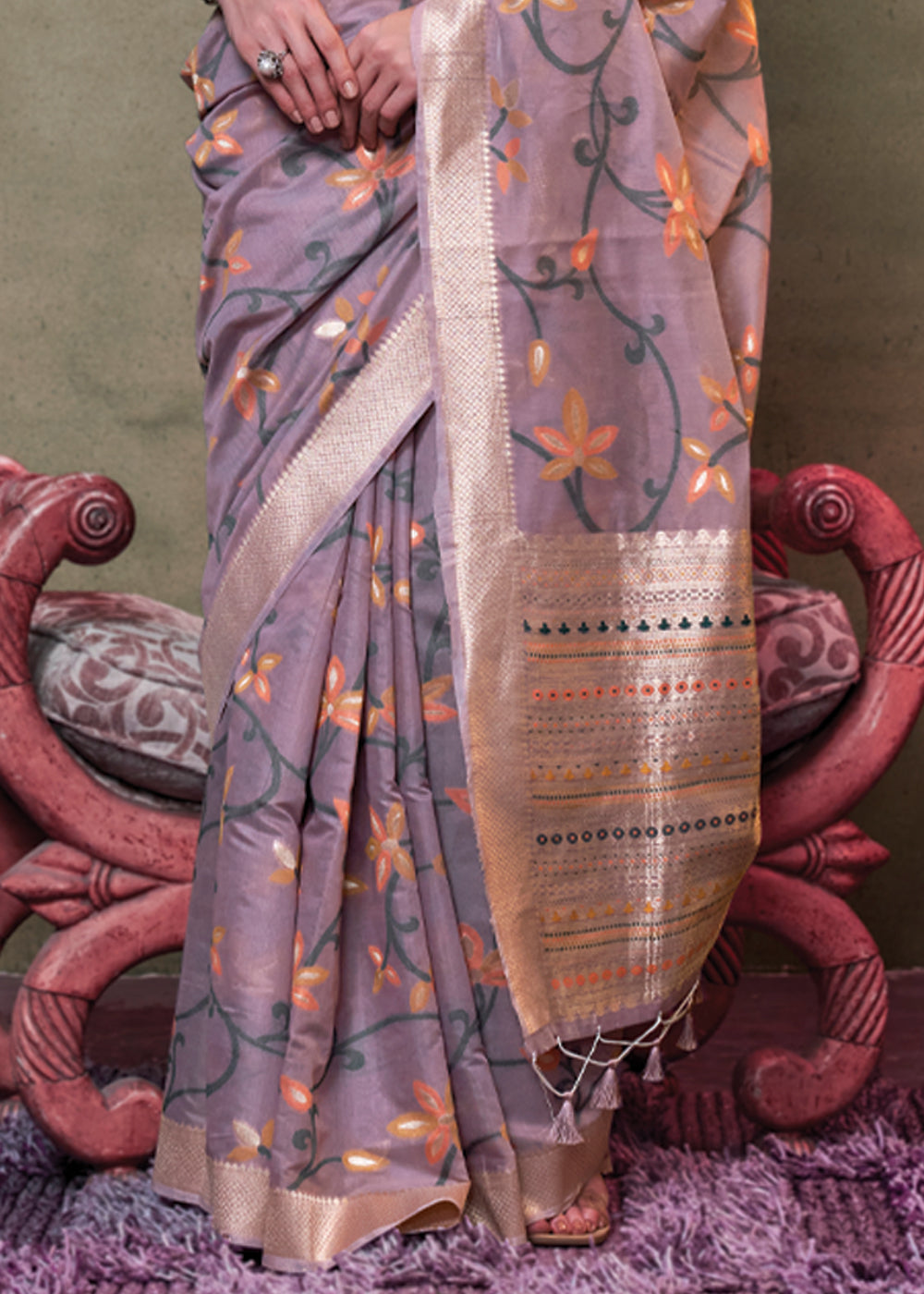 Purple Elegant Jamdani Modal Cotton Silk Saree – Timeless Weave with Intricate Motifs ClothsVilla