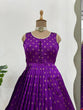 Load image into Gallery viewer, Purple Elegant Jequrd Silk Gown with Koti ClothsVilla