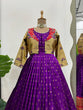 Load image into Gallery viewer, Purple Elegant Jequrd Silk Gown with Koti ClothsVilla