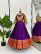 Load image into Gallery viewer, Purple Elegant Jequrd Silk Gown with Koti ClothsVilla