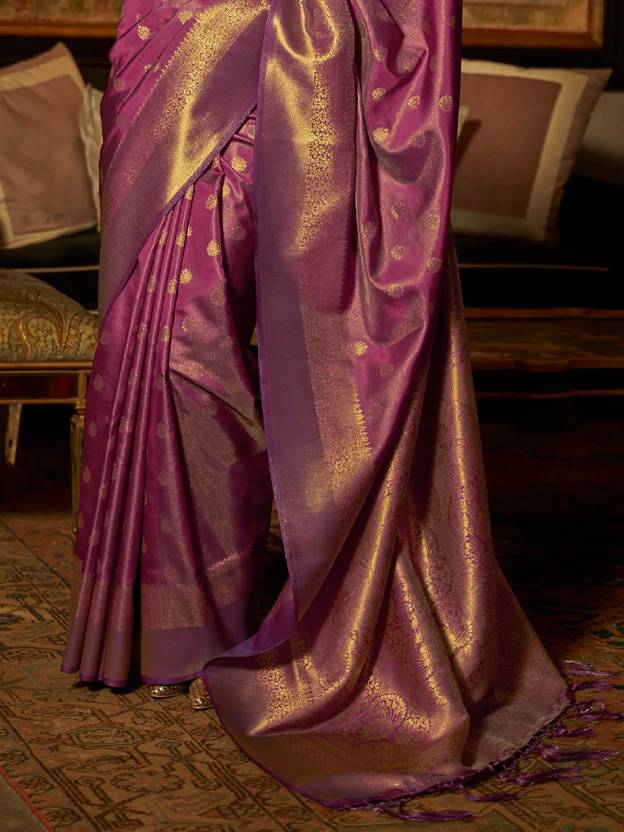 Purple Elegant Kanjivaram Kanchipuram Silk Saree Traditional Grace Clothsvilla
