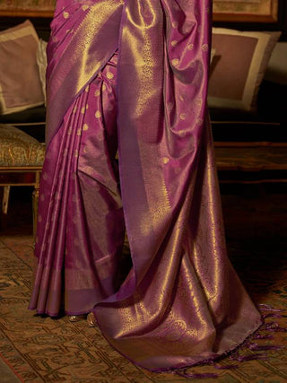 Purple Elegant Kanjivaram Kanchipuram Silk Saree Traditional Grace Clothsvilla