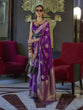 Load image into Gallery viewer, Purple Elegant Kanjivaram Silk Blend Saree with Unstitched Blouse Piece ClothsVilla