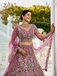 Load image into Gallery viewer, Purple Elegant Multi-Color Sequin Embroidered Net Lehenga Choli Dupatta ClothsVilla