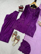 Load image into Gallery viewer, Purple Elegant Natural Crepe Farshi Salwar Set with Bead &amp; Thread Work and Butterfly Net Dupatta ClothsVilla