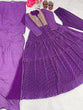 Load image into Gallery viewer, Purple Elegant Party Wear Gown Set with Three-Layered Ruffles, Dupatta &amp; Bottom ClothsVilla