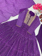 Load image into Gallery viewer, Purple Elegant Party Wear Gown Set with Three-Layered Ruffles, Dupatta &amp; Bottom ClothsVilla