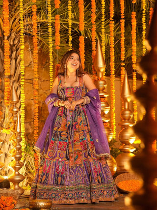 Purple Elegant Pure Embroidered Gown Set ClothsVilla