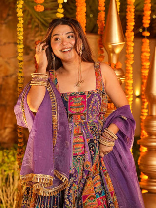 Purple Elegant Pure Embroidered Gown Set ClothsVilla