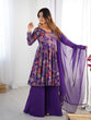 Load image into Gallery viewer, Purple Elegant Roman Silk Chanderi Kediya Kurta Set with Dupatta &amp; Palazzo ClothsVilla