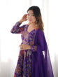 Load image into Gallery viewer, Purple Elegant Roman Silk Chanderi Kediya Kurta Set with Dupatta &amp; Palazzo ClothsVilla