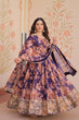 Load image into Gallery viewer, Purple Elegant Russian Silk Digital Print Gown with Embroidered Sequins Work &amp; Dupatta ClothsVilla