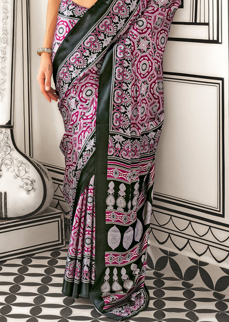 Purple Elegant Satin Crepe Saree – Luxurious & Graceful Drape ClothsVilla
