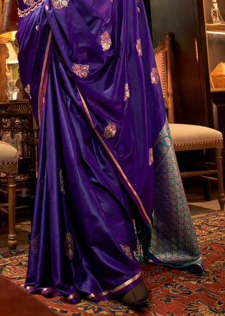 Purple Elegant Satin Silk Saree – Evening Cocktail & Dinner Party Wear ClothsVilla