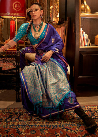 Purple Elegant Satin Silk Saree – Evening Cocktail & Dinner Party Wear ClothsVilla