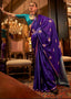 Purple Elegant Satin Silk Saree – Evening Cocktail & Dinner Party Wear ClothsVilla