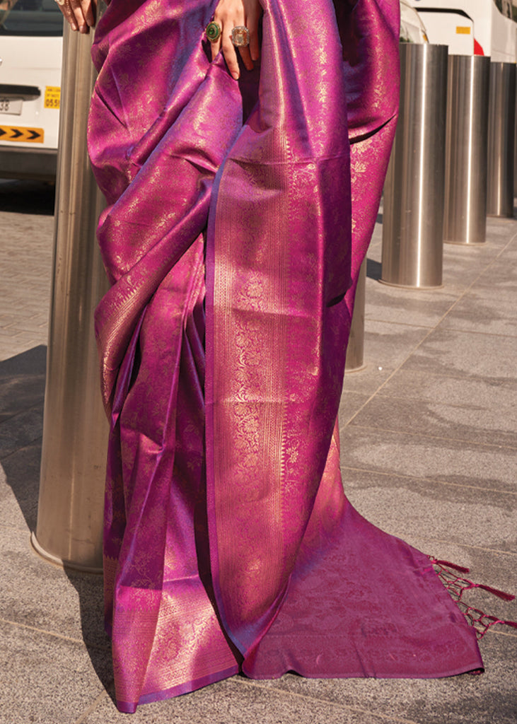 Purple Elegant Soft Banarasi Blended Silk Saree ClothsVilla
