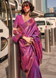 Load image into Gallery viewer, Purple Elegant Soft Banarasi Blended Silk Saree ClothsVilla
