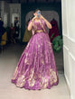 Load image into Gallery viewer, Purple Elegant Tussar Silk Floral Co-ord Set – Lehenga, Blouse &amp; Koti