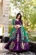 Load image into Gallery viewer, Purple Elegant Tussar Silk Printed Lehenga Set with Foil Work &amp; Gotta Patti Dupatta ClothsVilla
