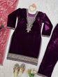 Load image into Gallery viewer, Purple Elegant Velvet Ensemble – Luxe Thread &amp; Sequin Work ClothsVilla