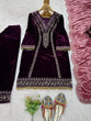 Load image into Gallery viewer, Purple Elegant Velvet Ensemble – Luxe Thread &amp; Sequin Work ClothsVilla